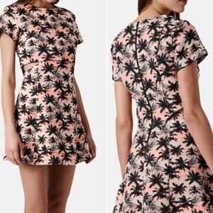 Topshop Palm Print Cutout Dress